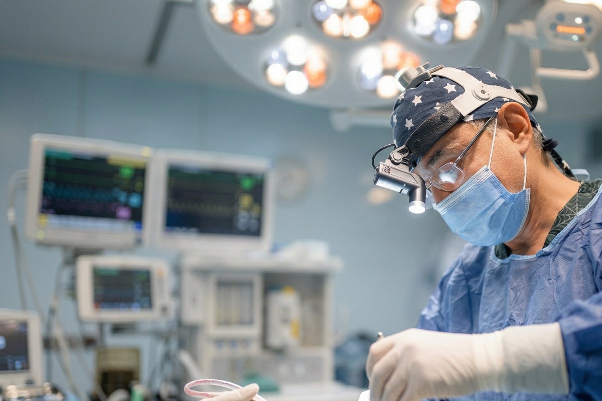 Mãos do cirurgião realizando transplante capilar FUE em Balneário Camboriú
